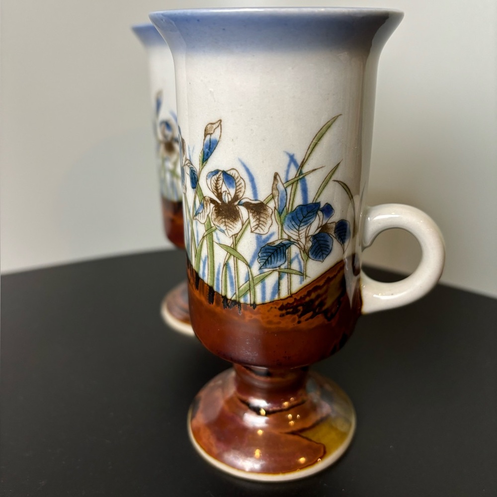 Vintage Otagiri Iris Pedestal Mugs